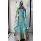 Aashiv's Collection Kına Elbisesi - Hint Elbisesi - Kaftan - Lehenga açık mavi Tek Ebat