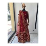 Aashiv's Collection, Kına Elbisesi - Hint Elbisesi - Kaftan - Lehenga bordo Tek Ebat