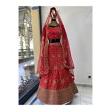 Aashiv's Collection Kına Elbisesi - Hint Elbisesi - Kaftan - Lehenga kırmızı Standart