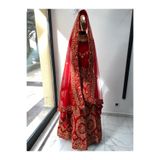 Aashiv's Collection Kına Elbisesi - Hint Elbisesi - Kaftan - Lehenga kırmızı Tek Ebat