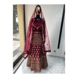 Aashiv's Collection, Kına Elbisesi - Hint Elbisesi - Kaftan - Lehenga koyu mor Tek Ebat