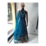 Aashiv's Collection Kına Elbisesi - Hint Elbisesi - Kaftan - Lehenga lacivert Tek Ebat