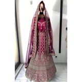 Aashiv's Collection Kına Elbisesi - Hint Elbisesi - Kaftan - Lehenga mor Tek Ebat