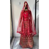 Aashiv's Collection Kına Elbisesi - Hint Elbisesi - Kaftan - Lehenga pembe Tek Ebat