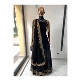 Aashiv's Collection Kına Elbisesi - Hint Elbisesi - Kaftan - Lehenga siyah Tek Ebat