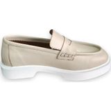 Aayak&Kabımofficial Hakiki Deri Kadın Loafer Makosen Casual Fiyonklu Günlük Ayakkabı Bej 36