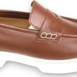 Aayak&Kabımofficial Hakiki Deri Kadın Loafer Makosen Casual Fiyonklu Günlük Ayakkabı Taba 36