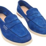 Aayak&Kabımofficial Hakiki Deri Saraçlı Fiyonk Günlük Kadın Ayakkabı Babet Loafer Makosen Mavi 40