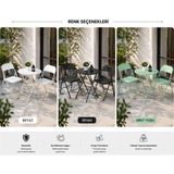 A&B Katlanabilir Bistro Masa ve 2 Sandalye Seti - Açık Gri - Siyah