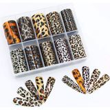 Aba Nails 10LU Tırnak Süsleme Folyosu Leopar Dizayn Nail Art Transfer Folyo - Çok Renkli