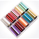 Aba Nails 10LU Tırnak Süsleme Folyosu Parlak Düz Renkler Nail Art Transfer Folyo WNF-103 - Çok Renkli