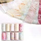 Aba Nails 10LU Tırnak Süsleme Folyosu Renkli Mermer Dizayn Nail Art Transfer Folyo - Çok Renkli