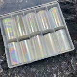 Aba Nails 10LU Tırnak Süsleme Folyosu Şeffaf Holografik Dizayn Nail Art Transfer Folyo WNF-227 - Çok Renkli