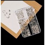 Aba Nails Ay Yıldız ve Kelebek Dizayn 6 Grit Metal Tırnak Süsleme Charm Silver Nail Art Charm Taşları WN-531 - Gümüş