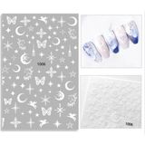 Aba Nails Beyaz Ay Yıldız Dizayn Tırnak Sticker Tırnak Etiketi Nail Art JO-1006 - Renkli