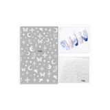 aba nails Beyaz Ay Yıldız Dizayn Tırnak Sticker Tırnak Etiketi Nail Art JO-1006