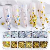 Aba Nails Holografik Gold Gümüş Ay ve Yıldızlar Tırnak Süsleme Folyo Pulları Mix Nail Art