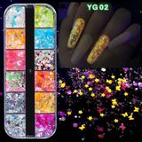 Aba Nails Karanlıkta Parlayan Floresan Tırnak Süsleme Folyo Pulları Kelebekler Yıldızlar Nail Art