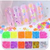 aba nails Neon Renkli Yıldızlar Tırnak Süsleme Folyo Pulları Mix Nail Art