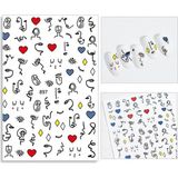 Aba Nails Sanatsal Yüz ve Çizgiler Tırnak Sticker Tırnak Etiketi Nail Art JO-897 - Renkli