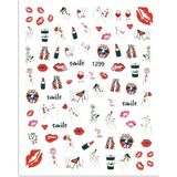 Aba Nails Sevgililer Günü Tırnak Sticker Tırnak Etiketi Nail Art JO-1299 - Renkli