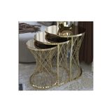 ABAGROUP Hasır Gold Aynalı Zigon Sehpa ( Bronz Aynalı )