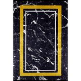 Abakan Sarı Çerçeveli Modern Geometrik Etnik Desenli Boho Makinada Yıkanabilir Hafif Hav Toz Vermez Leke Tutmaz Kaymaz Taban Dijital Makine Baskı Halı Oturma Odası Salon Yolluk Koridor Mutfak Halısı