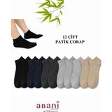 Abani Classic 12 Çift Kısa Patik Erkek Bambu Çorap - 41 - 44 - Çok Renkli