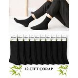 Abani Classic 12 Çift Soket Uzun Çorap Dikişsiz Bambu Terletmez Premium Mevsimlik Lüks Erkek Siyah YÜKSEK KALİTE - 41 - 44 - 000-Siyah
