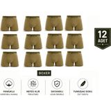 Abani Classic 12’lı Paket Erkek Boxer Külot Asker Iç Çamaşırı - Terletmeyen Nefes Alan Kumaş Haki