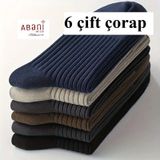 Abani Classic 6 Çift Erkek Havlu Çorap Kışlık Havlu Kalın Çorap siyah