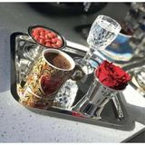 Abant 6'lı Kare Paslanmaz Çelik 21X21CM Kare Kahve, Söz, Nişan, Servis Sunum Tepsisi - 6 Adet