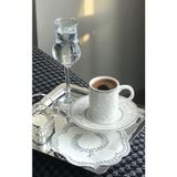 Abant 6'lı Lüx Kare Paslanmaz Çelik Gümüş Renk 21x21cm Kahve Servis Sunum Tepsisi&tabağı
