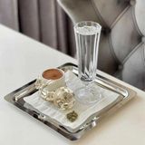 Abant Kare Paslanmaz Çelik 21X21CM Kare Kahve, Söz, Nişan, Servis Sunum Tepsisi - 1 Adet