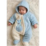 Abarta Peluş Şapkalı Uzun Kollu Fermuarlı Erkek Bebek Tulum & 0-6 Ay - Mavi - 0 - 6 Ay