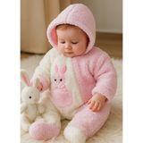 Abarta Peluş Şapkalı Uzun Kollu Fermuarlı Kız Bebek Tulum & 0-6 Ay - Pembe - 0 - 6 Ay