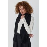 Abarta Unisex Selanik Örgü Püsküllü Atkı Standart - 175 cm - Siyah