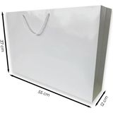 ABB Matbaa 2 Adet Beyaz Karton İpli Çanta Kağıt Poşet (55x37x12) - İp Rengi Seçilebilir