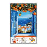 abbara Sayılarla Boyama Hobi Seti Çerçeveli Tuval Fırça Boya Dahil Kasnaklı 40x50 Cm Portakal Ağacı