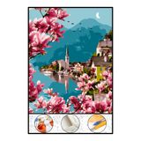 abbara Sayılarla Boyama Kasnaklı Tablo Seti Kanvas Fırça Boya Dahil 30x40 Cm