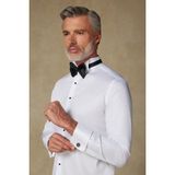 Abbate Ata Saten Pamuklu Slim Fit Beyaz Ata Yaka Erkek Düz Gömlek - 2XL