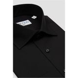 Abbate BB Club Oscar Poplin Pamuk Polyester Slim Fit Siyah Klasik Yaka Erkek Düz Gömlek