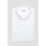 Abbate BB Club Oscar Twill Pamuklu Slim Fit Beyaz Klasik Yaka Erkek Düz Gömlek