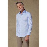 Abbate Donatello Non Iron Armür Pamuklu Slim Fit Açık Mavi Klasik Yaka Erkek Düz Gömlek - Acık Mavi - 2XL