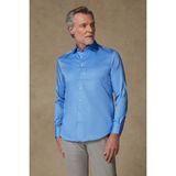 Abbate Donatello Saten Pamuklu Slim Fit Koyu Mavi Klasik Yaka Erkek Düz Gömlek - 2XL