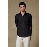 Abbate Donatello Saten Pamuklu Slim Fit Siyah Klasik Yaka Erkek Düz Gömlek