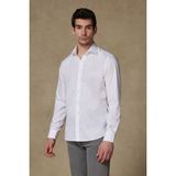 Abbate Enzo Poplin Stretch Pamuk Karışımlı Slim Fit Beyaz Klasik Yaka Erkek Düz Gömlek - 2XL
