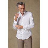 Abbate Francesco Saten Pamuklu Slim Fit Beyaz Klasik Yaka Erkek Düz Gömlek - 2XL