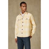 Abbate Fumo Flanel Pamuklu Overshirt Fit Sarı Klasik Yaka Erkek Ekoseli Gömlek Ceket - XL