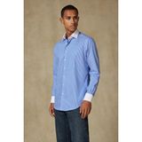 Abbate Grant Non Iron Twill Pamuklu Slim Fit Koyu Mavi Klasik Yaka Erkek Çizgili Gömlek